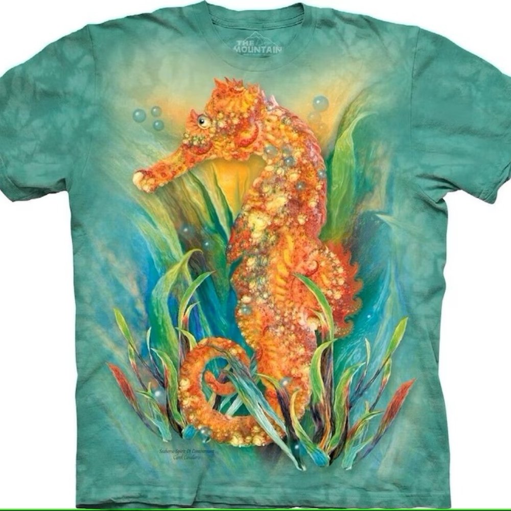 The Mountain Seahorse Fish Coral Ocean Marine Blue Beautiful Cotton Shirt 4X
